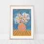 Stone Blue, Peach And Mustard | Floral Vase Print, thumbnail 1 of 5
