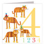 Four Tigers 4th Birthday Card, thumbnail 2 of 4
