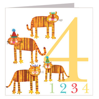Four Tigers 4th Birthday Card, 2 of 4