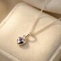 Mini Amethyst February Birthstone Heart Silver Necklace, thumbnail 1 of 3