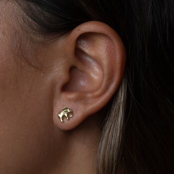 Elephant Stud Earrings, Sterling Silver Or Gold Plated, 3 of 7