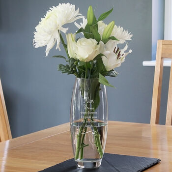 Personalised Swirl And Heart Glass Bullet Vase, 3 of 8