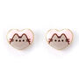 Pusheen The Cat Pink Enamel And Gold Heart Stud Earrings, thumbnail 4 of 5