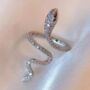 Silver Plated Zircon Snake Finger Wrap Gothic Emo Ring, thumbnail 4 of 4