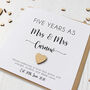 Personalised 5th Wedding Anniversary Card With Wood Heart, thumbnail 4 of 8