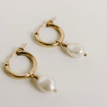 Quinn | Freshwater Baroque Pearl Hoop Earrings In Sterling Silver Or 14k Gold Fill, 5 of 12