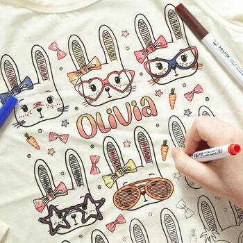 Funny Bunny Colour In Top With Fabric Pens, 4 of 8