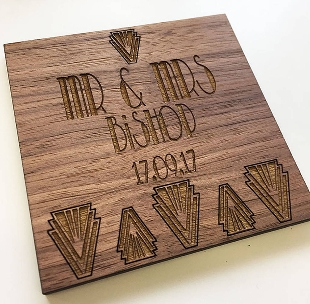 Wooden Personalised Wedding Coaster Set By Juliet Reeves Designs