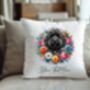 Personalised Black Cockapoo Summer Floral Dog Wreath Cushion And Mug Gift Bundle, thumbnail 4 of 4