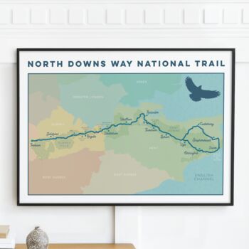 North Downs Way Art Print With Walking Trail Map, 2 of 10