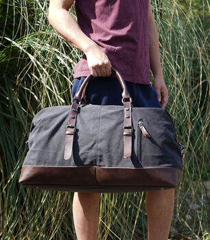 Canvas Holdall Duffel With Front Pockets, 7 of 12
