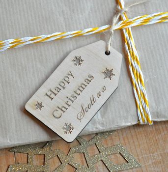 Personalised Christmas Wooden Gift Tag, 2 of 2