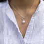 Silver Link And Oversized Pearl Necklace, thumbnail 2 of 3