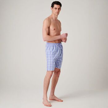 Men's 'Schoolhouse Blue' Crisp Cotton Pyjama Shorts, 2 of 3