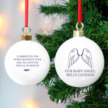 Personalised Angel Wings Memorial Christmas Bauble, 5 of 6