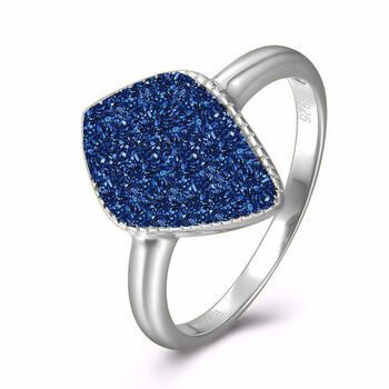 925 Sterling Silver Blue Druzy Crystal Ring, 3 of 5