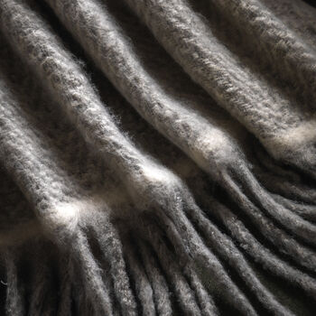 Soft Grey Faux Mohair Fringed Throw, 2 of 4