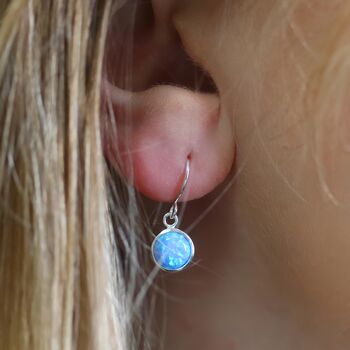 Sterling Silver Blue Opal Drop Earrings, 2 of 8