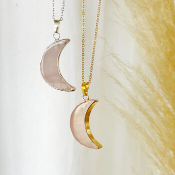 Gemstone Crescent Moon Gold Or Silver Plated Necklace, 12 of 12