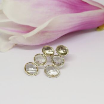 Green Amethyst Gold Plated Sterling Silver Earrings, 3 of 7