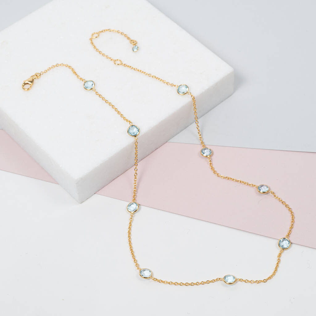 Antibes Blue Topaz And Gold Plated Necklace, 1 of 5