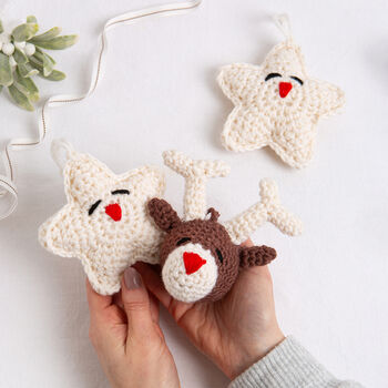 Reindeer And Christmas Star Baubles Crochet Kit, 3 of 10