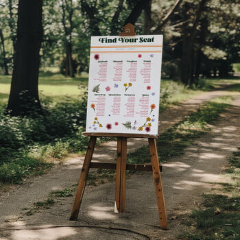 Retro Flowers Wedding Seating Plan Digital Or Physical, 2 of 3
