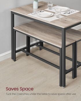 Dining Table With Two Benches Steel Frame Kitchen Table, 4 of 6