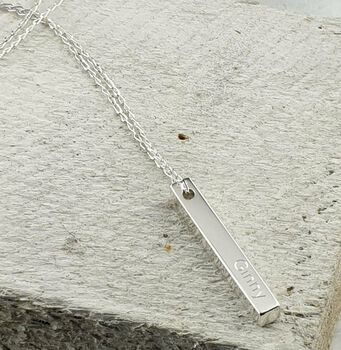 Personalised Mothers Day Silver Bar Pendant, 5 of 8