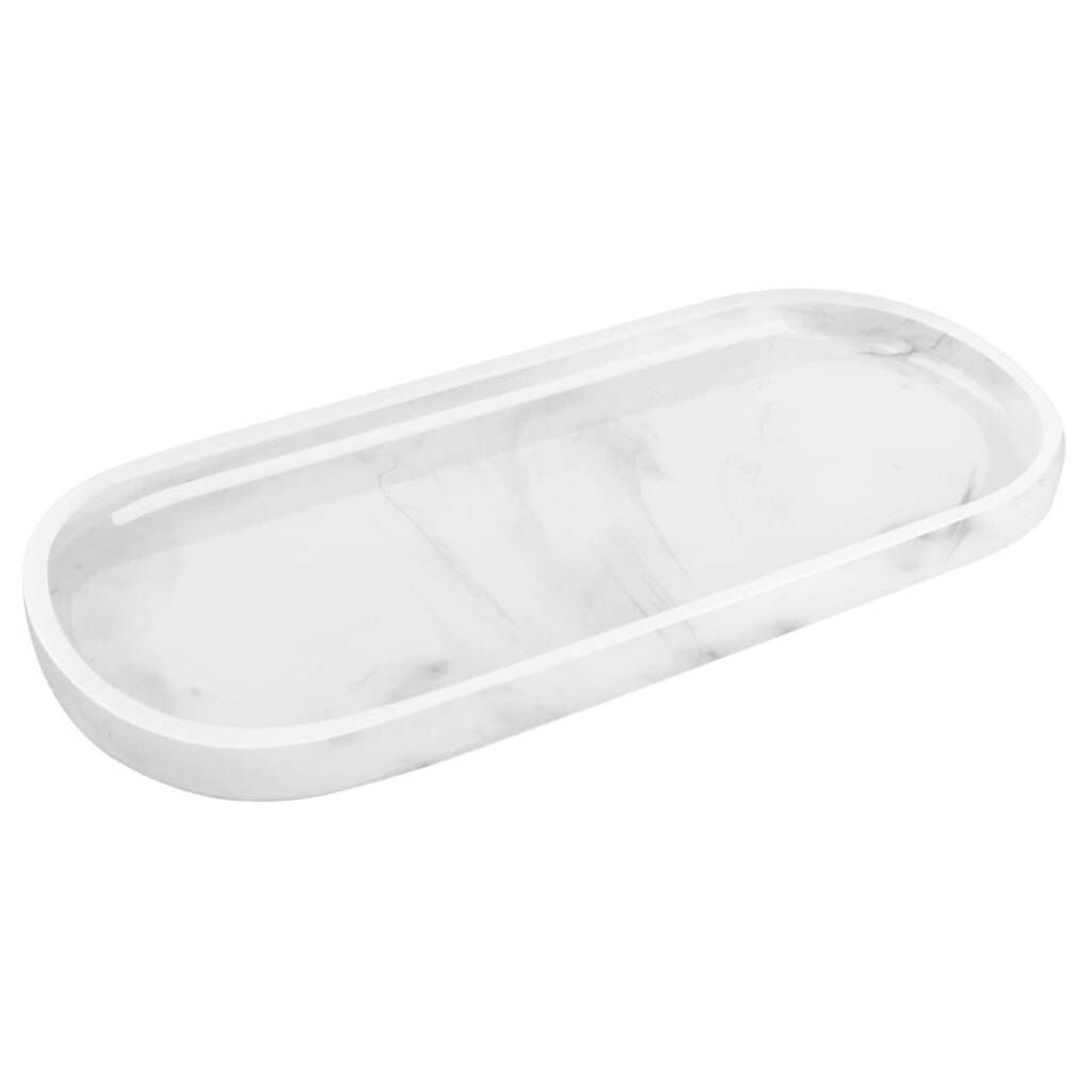 Marble Look White Oval Vanity Tray By Momentum