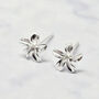 Dainty Mini Tiny Flower Stud Sterling Silver Earrings, thumbnail 1 of 3