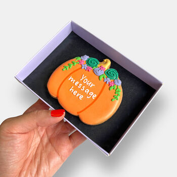 Personalised Floral Pumpkin Autumn Letterbox Iced Cookie, 3 of 11