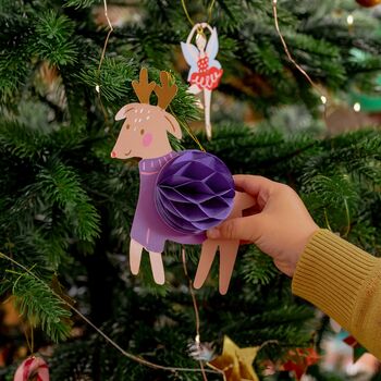 Five Christmas Honeycomb Tree Decorations, 2 of 3