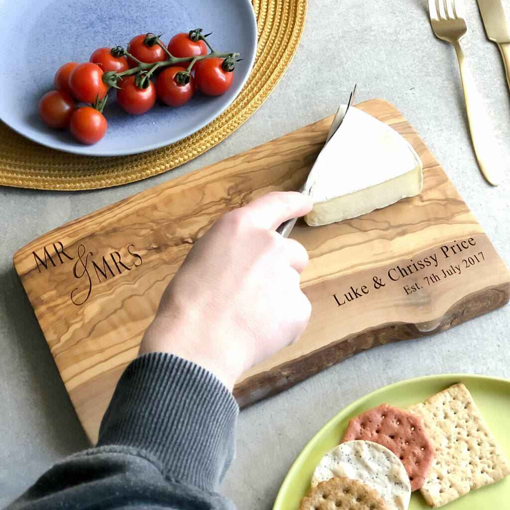 'Mr And Mrs' Live Edge Chopping Board, 1 of 3