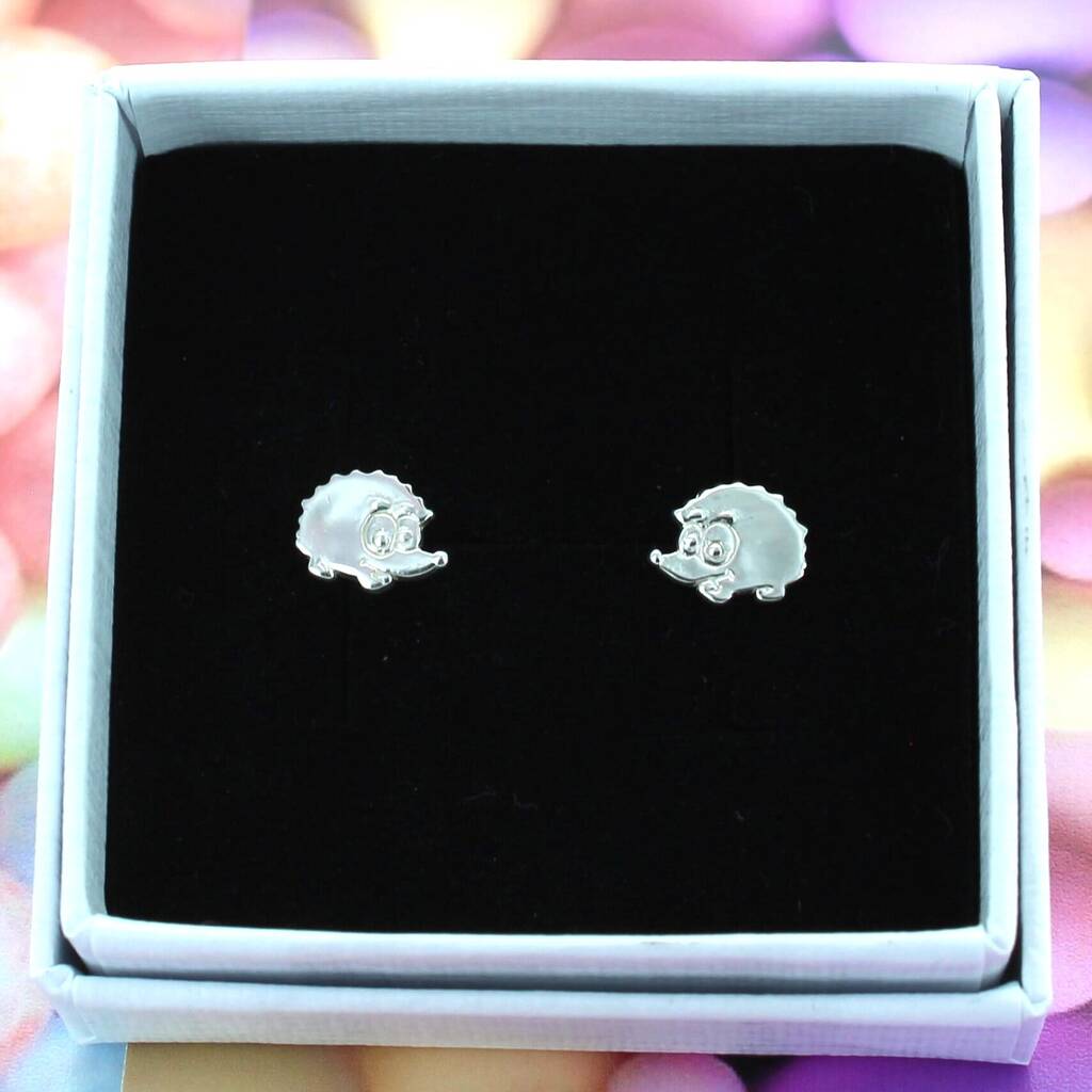 Hedgehog Cartoon Stud Earrings, 1 of 2