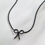 Black Bow Beaded Necklace, thumbnail 1 of 8