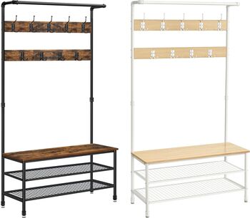 Hall Tree Coat Rack With Bench And Shoe Storage And Hooks, 8 of 8