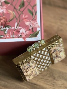 Dubai Mop Gold And Green Formal Clutch, 3 of 6
