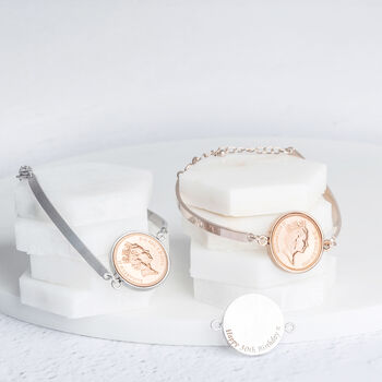 30th Or 40th Birthday One Pence Cuff Bracelet, 2 of 11