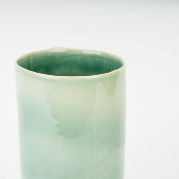 Large Cylinder Handmade Stoneware Vase In Jade Green, 3 of 4