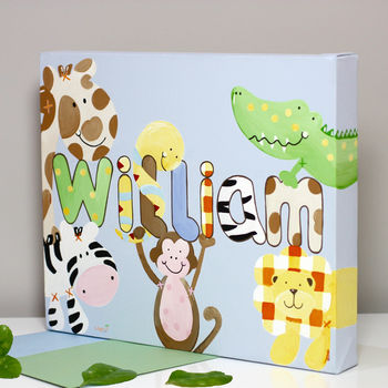Personalised Jungle Pastel Name Canvas, 7 of 12