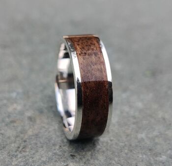 Silver And European Walnut Inlay Ring Coated, 9 of 9