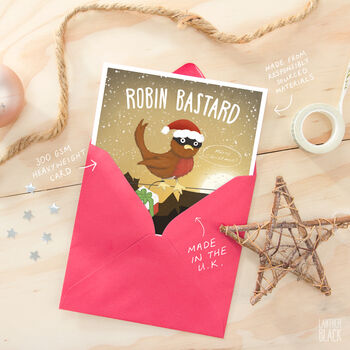Robin Funny Pun Christmas Card Brother Sister Friend, 2 of 4