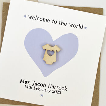 Personalised New Baby Boy Card Hand Finished, 2 of 4