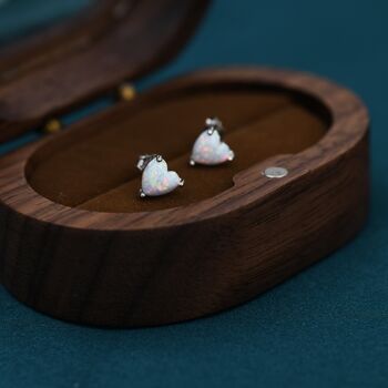 Sterling Silver White Opal Stud Earrings, 4 of 12