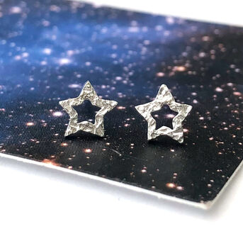 Thank You Teacher Sterling Silver Hollow Star Earrings Gift, 9 of 9