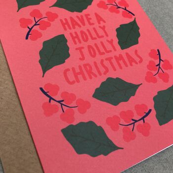 Holly Jolly Christmas Card Pink, 2 of 6