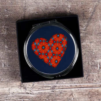 Flower Heart Compact Mirror Valentine Gift, 3 of 10