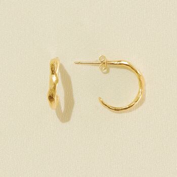 Zephir 24 Carat Gold Plated Brushed Hoop Earrings, 3 of 6