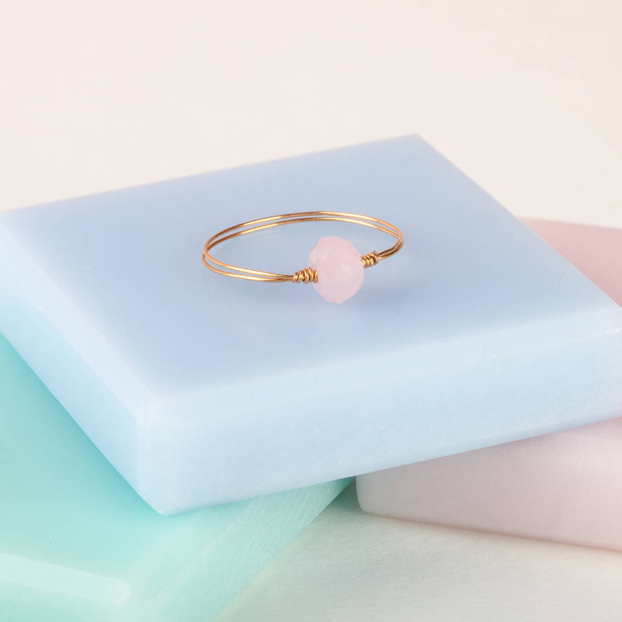 Skinny Stackable Ring With Rose Pink Stone By Storm In A Teacup